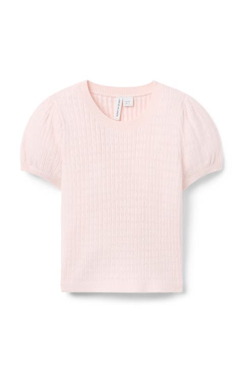 Softest Pink Pointelle Puff Sleeve Top (Little Kid & Big Kid)
