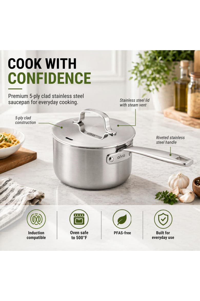 Maestro 10-Piece Hybrid Stainless Steel Cookware Set, Alternate, color, Silver