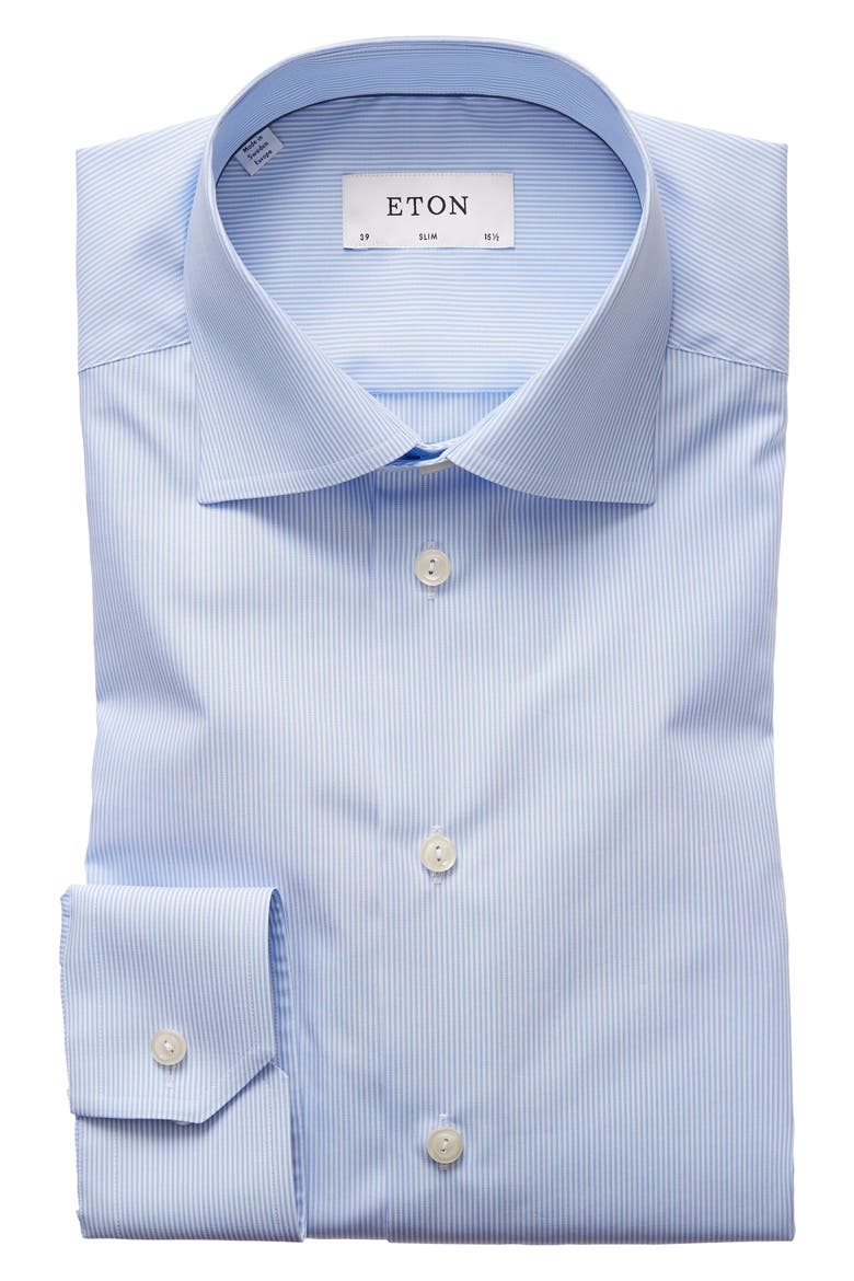 Slim Fit Stripe Dress Shirt, Main, color, LIGHT BLUE/ WHITE