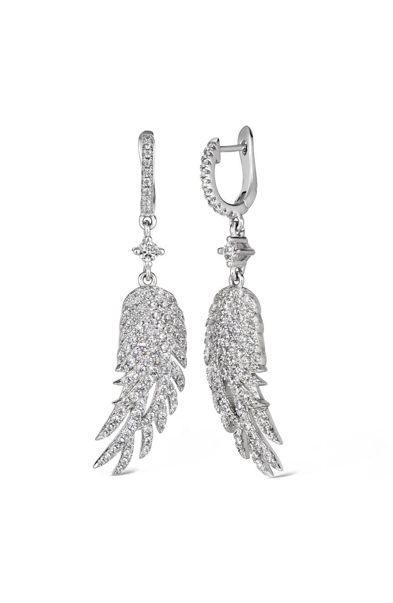Anna Zuckerman Angel Wings Crystalline Earrings, Main, color, Platinum