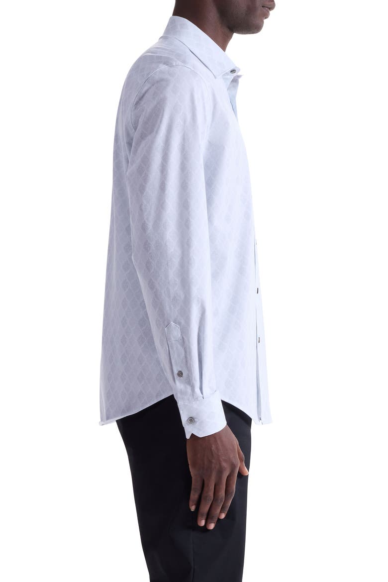 James OoohCotton® Leaf Print Button-Up Shirt, Alternate, color, PLATINUM