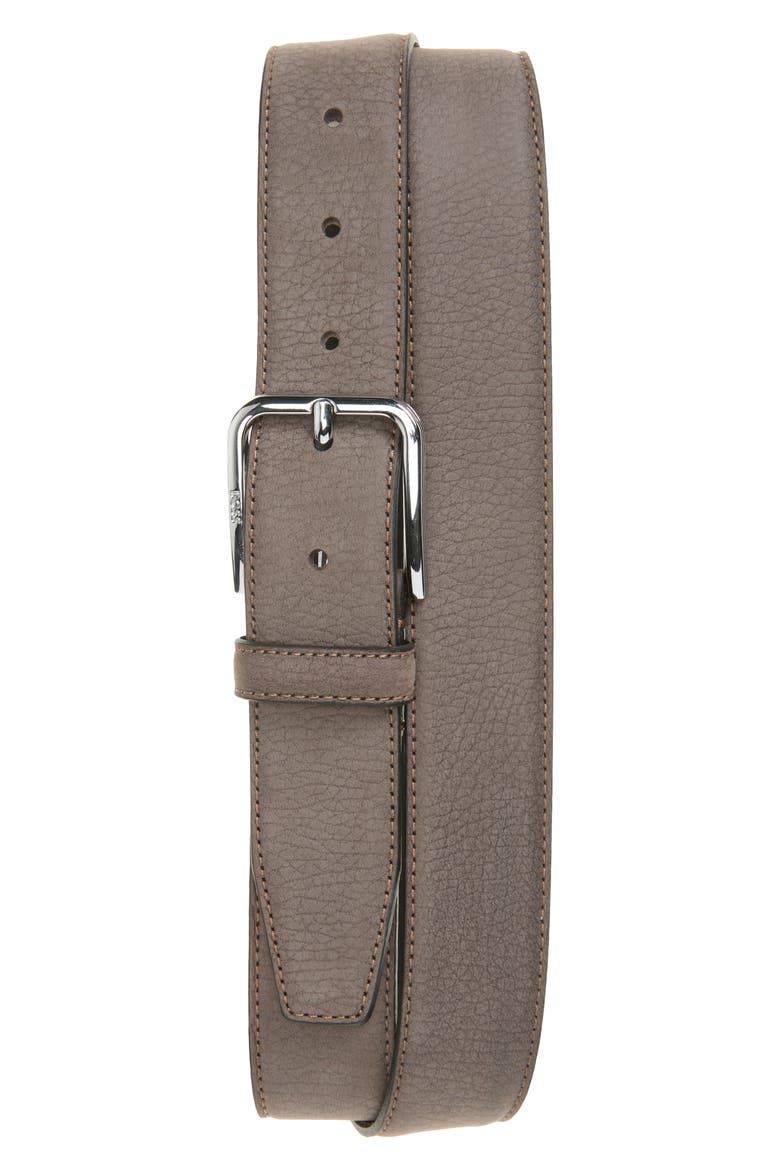 Madison Leather Belt, Main, color, DARK BROWN