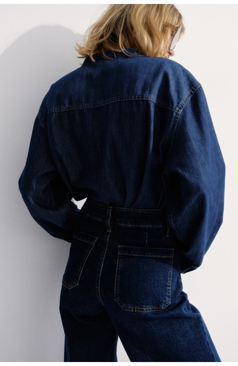 H&M Loose-fit Denim Shirt, Alternate, color, Dark Denim Blue