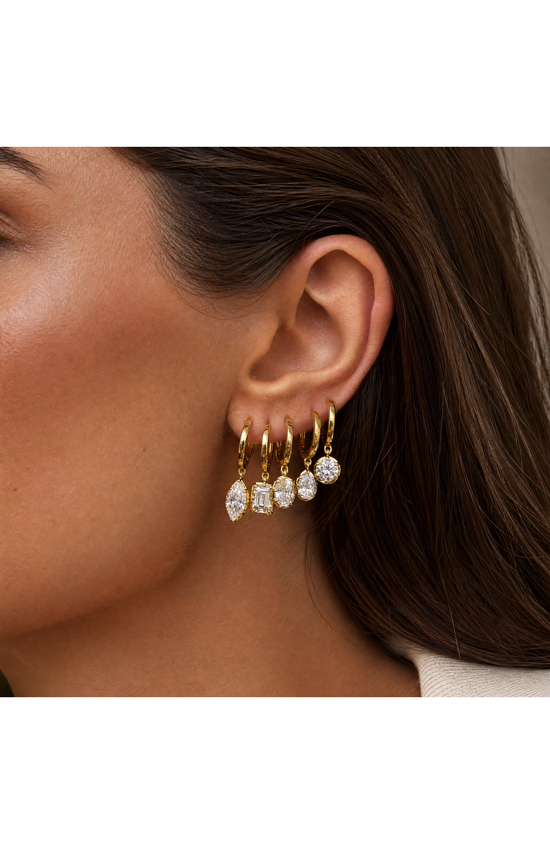BY ADINA EDEN Moissanite Pear Bezel Dangling Huggie Earring, Alternate, color, Gold