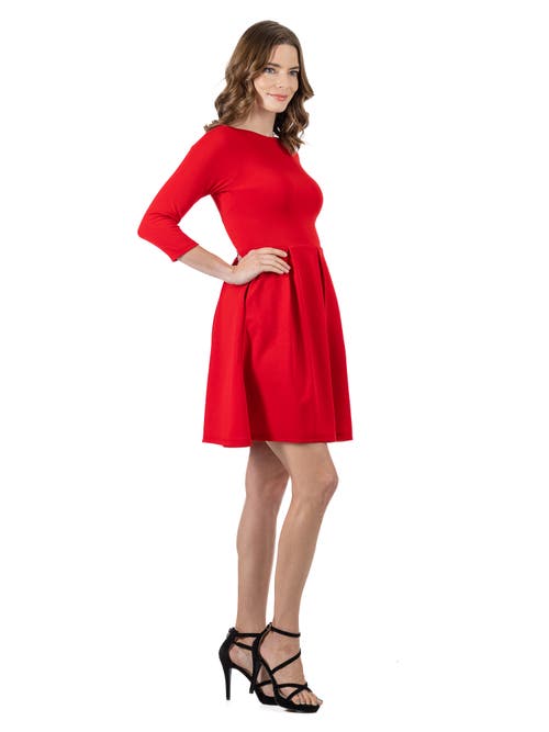 24seven Comfort Apparel Perfect Fit And Flare Maternity Pocket Dress In Red