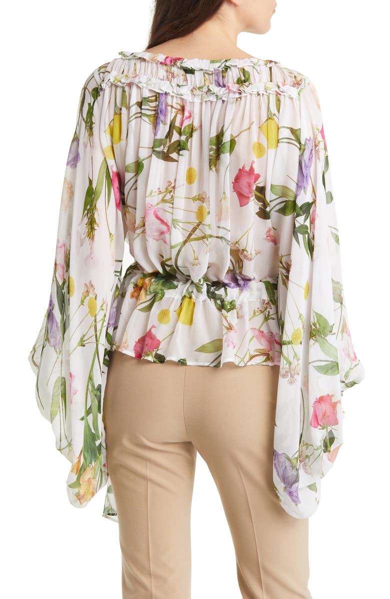 Ted Baker London Hewette Floral Print Drawstring Waist Blouse, Alternate, color, 