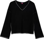 Vince Camuto Contrast Detail V-Neck Sweater