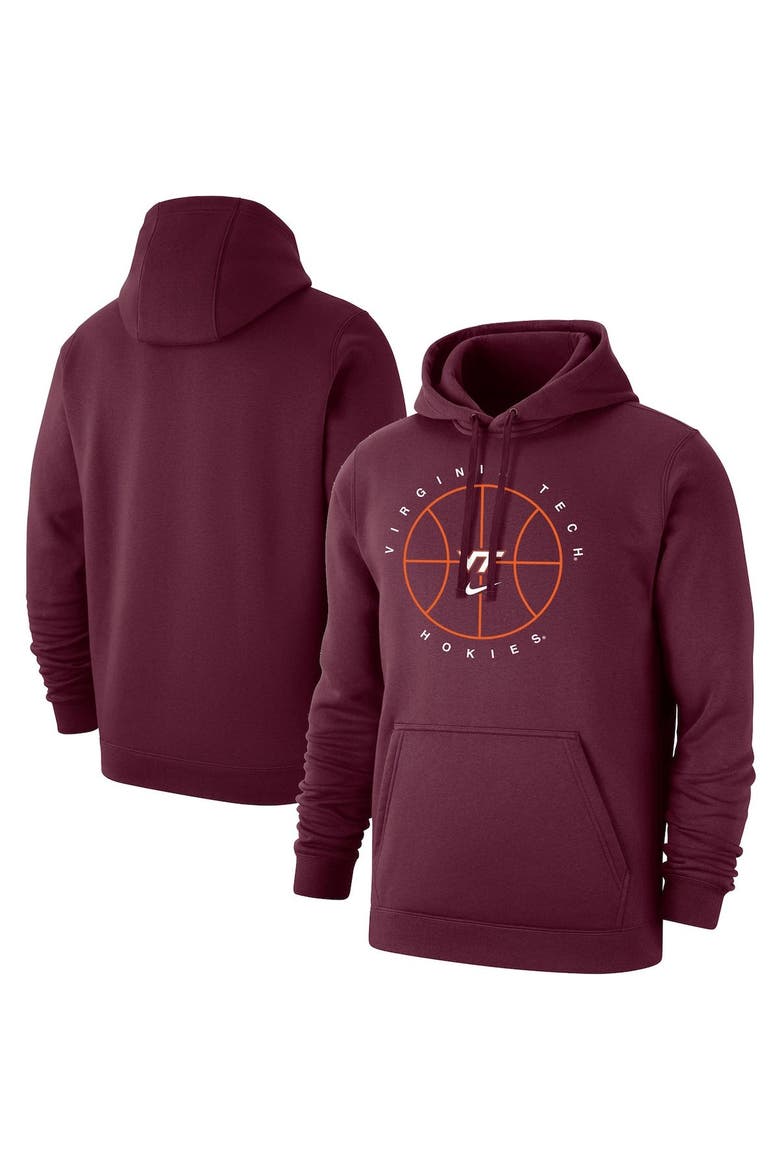 Men's Nike Maroon Virginia Tech Hokies Basketball Icon Club Fleece Pullover Hoodie, Main, color, Maroon