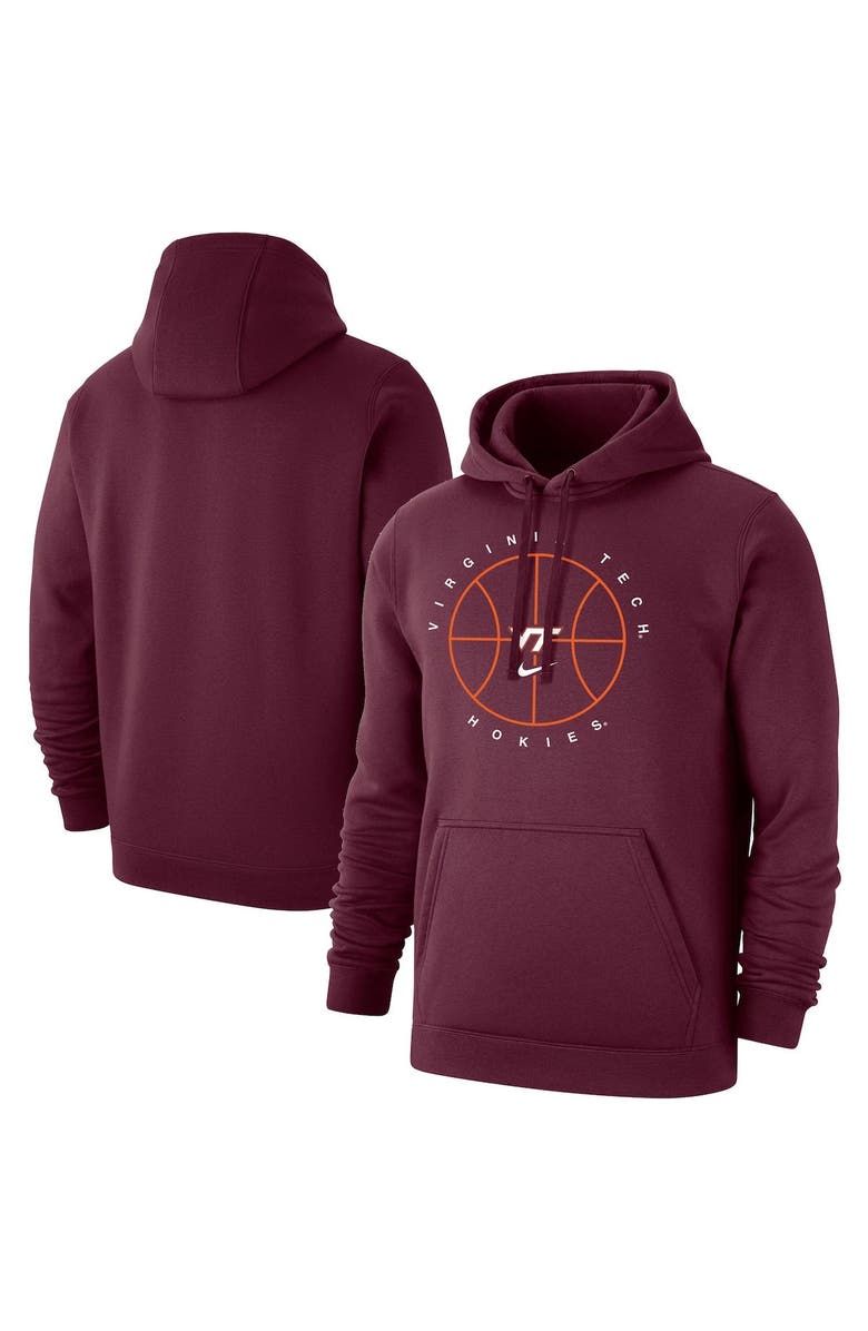 Nike Men's Nike Maroon Virginia Tech Hokies Basketball Icon Club Fleece Pullover Hoodie, Main, color, 
