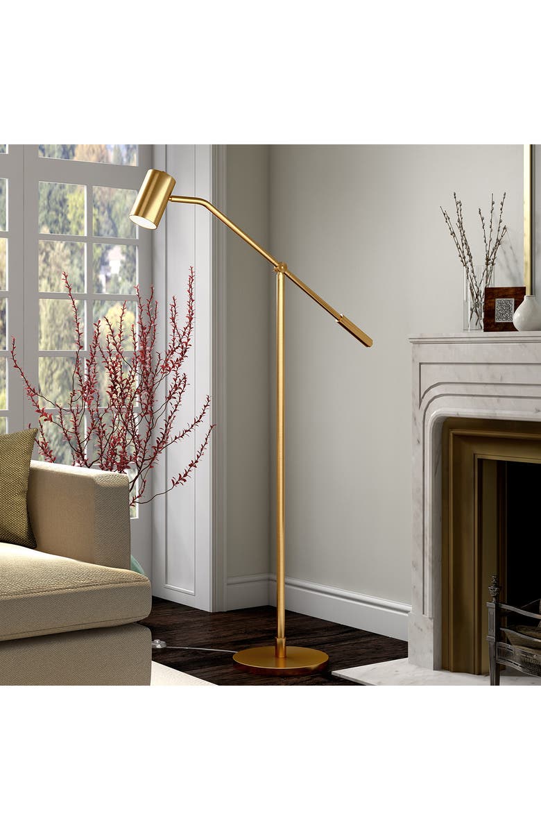 HUDSON AND CANAL Willis Brass Pharmacy Floor Lamp with Boom Arm, Alternate, color, 