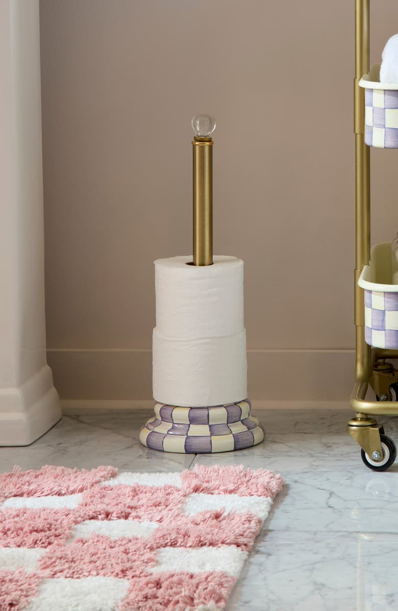MACKENZIE CHILDS Violet Check Toilet Tissue Holder, Alternate, color, Violet