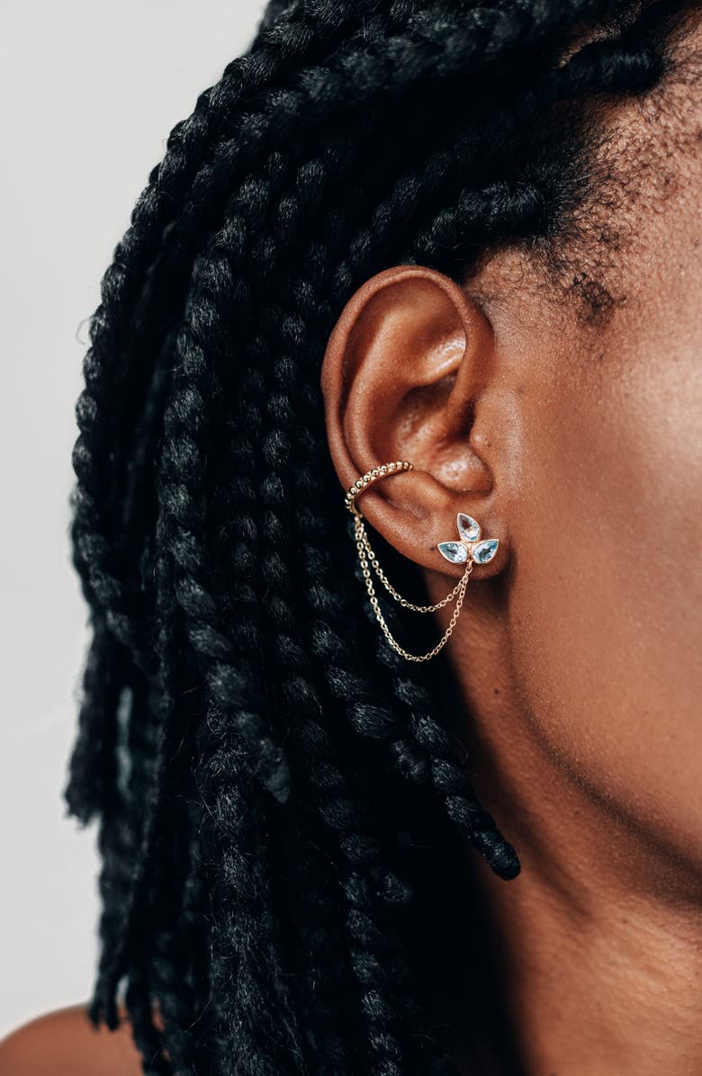 Anzie Bouquet Topaz Cuff & Stud Chain Earring, Alternate, color, Blue