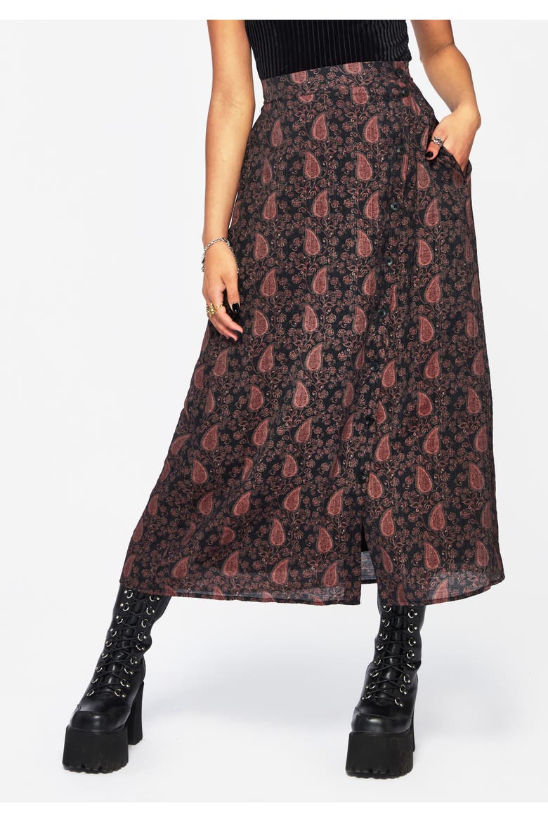 Isola Button Up Midaxi Skirt, Alternate, color, Red