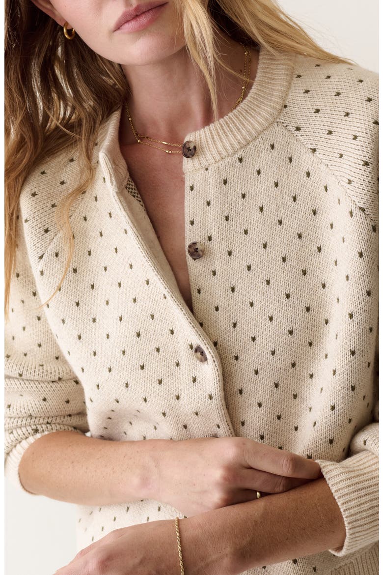 Iris Cotton Blend Cardigan, Alternate, color, OATMEAL AND OLIVE