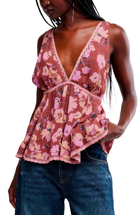 Rome Printed Lace Trim Tank