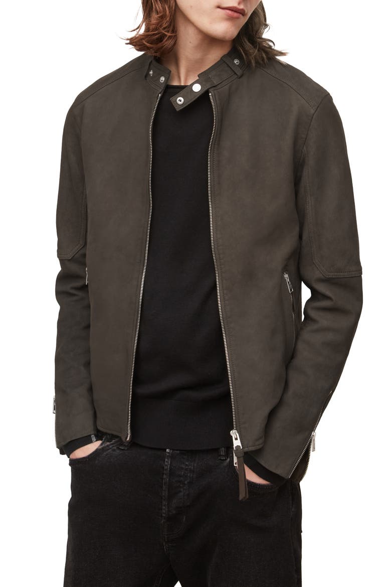 Cora Leather Jacket, Alternate, color, CHARCOAL