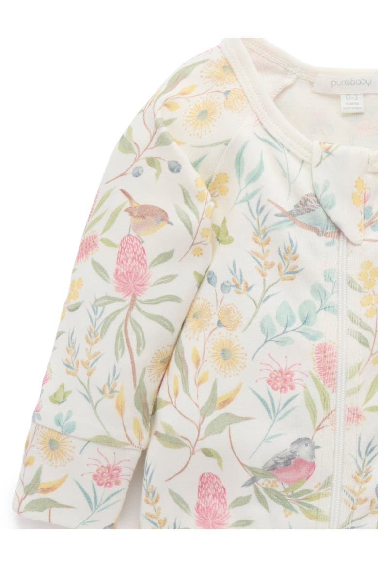 Australiana Floral Zip Romper & Bib Set, Alternate, color, Aviary Garden