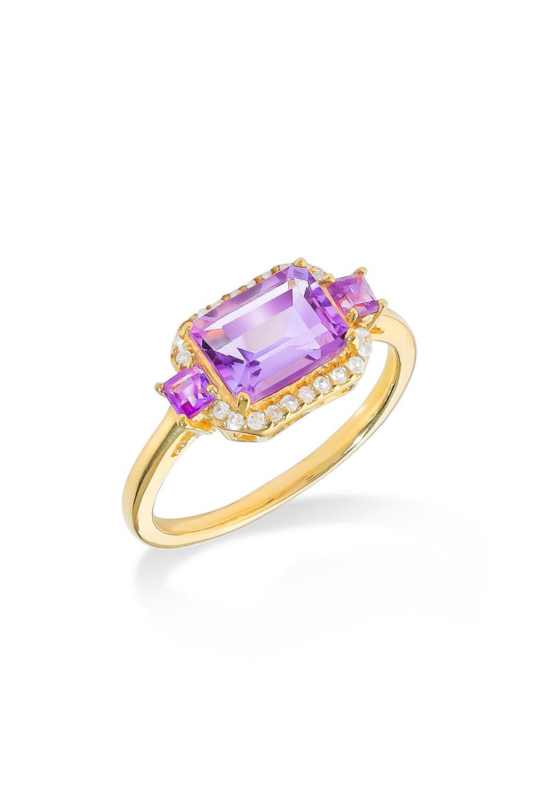Halo Frame Multi Gemstone Ring, Main, color, PURPLE