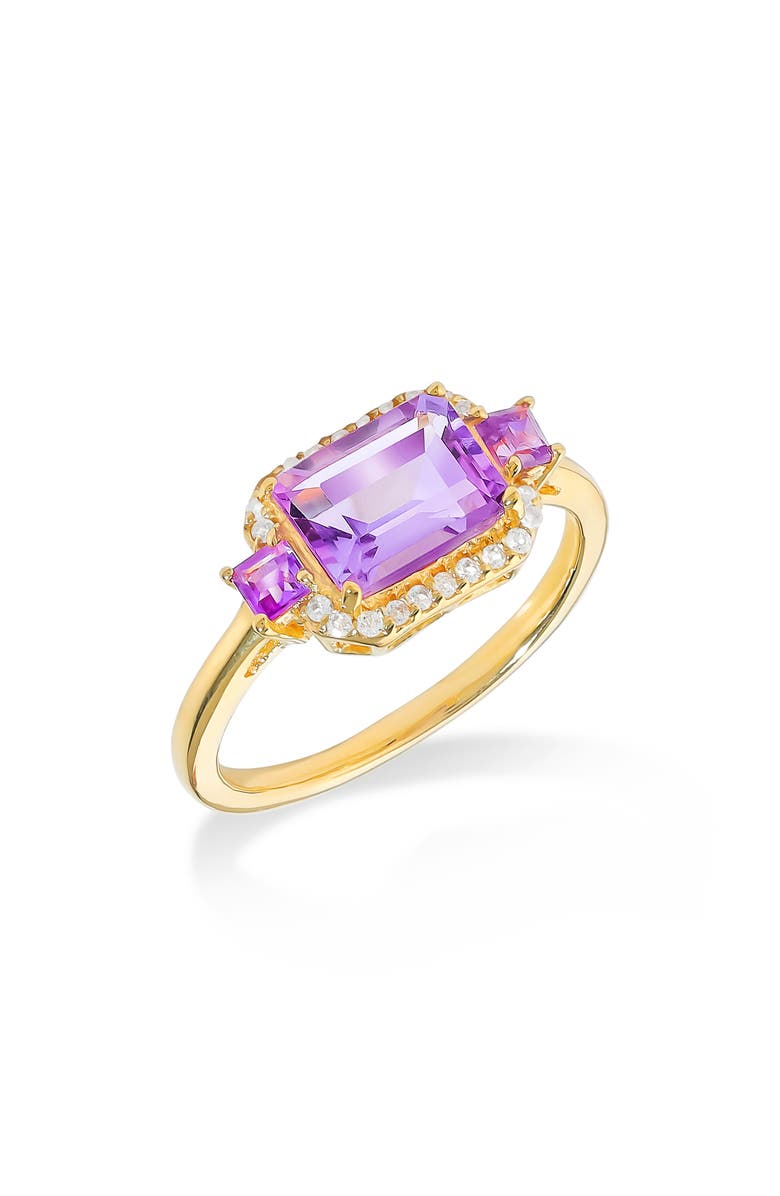 YS GEMS Halo Frame Multi Gemstone Ring, Main, color, Purple