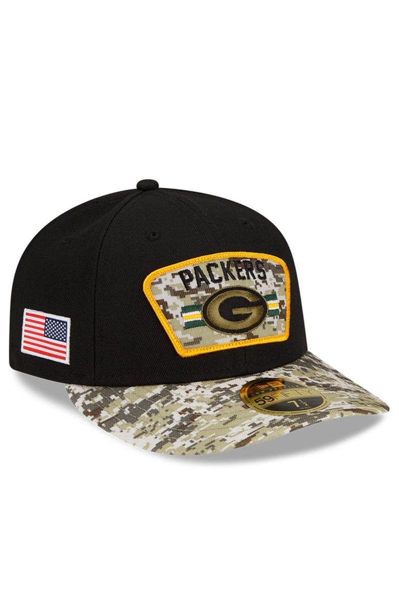 New Era Men's New Era Black/Camo Green Bay Packers 2021 Salute To Service Low Profile 59FIFTY Fitted Hat, Main, color,