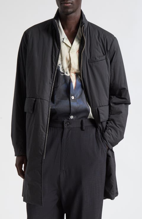 Leather Trim Insulated Cotton Coat