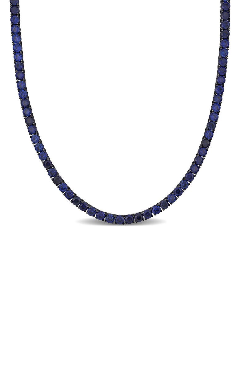 DELMAR Men's Sterling Silver Lab Created Sapphire Necklace, Main, color, 