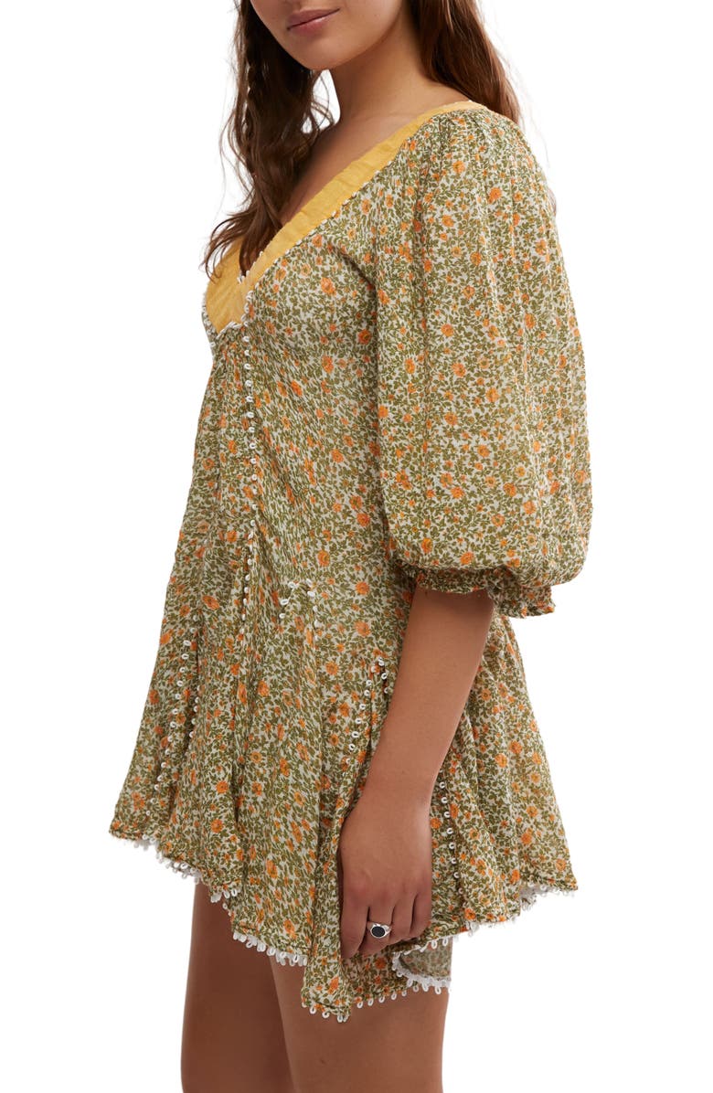 Free People Bali Coral Cotton Blend Minidress, Alternate, color, Whisper White Combo