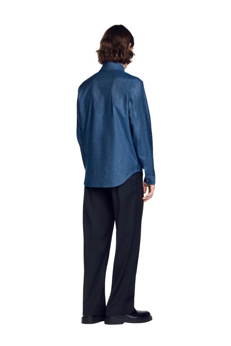 Denim-effect cotton and linen shirt, Alternate, color, Blue vintage - denim
