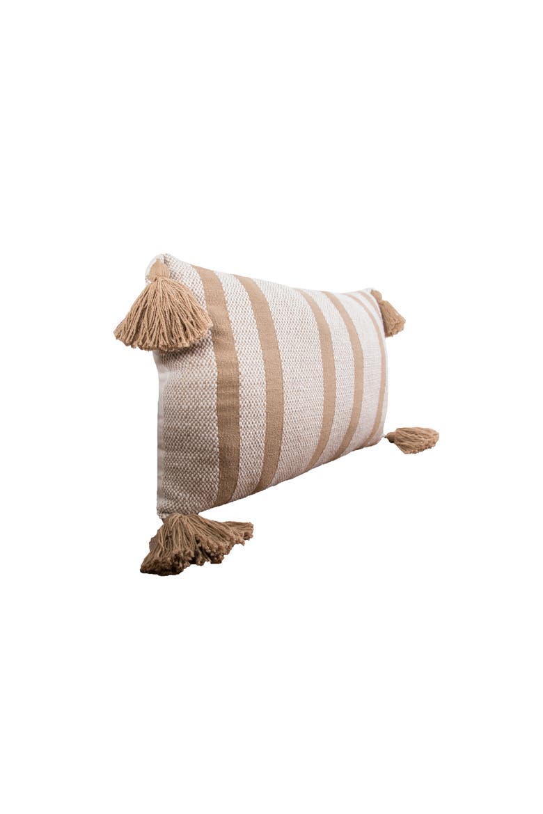 Joey Striped Cotton Accent Pillow, Alternate, color, Brown