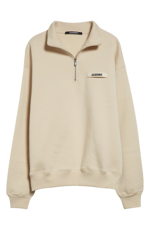 Jacquemus The Gros Grain Cotton Fleece Zip Sweatshirt In Beige