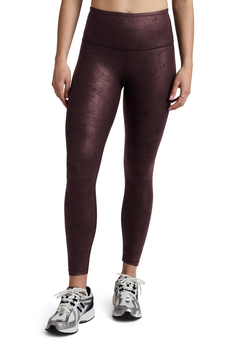 Luxe Leatherette High Waist Leggings, Main, color, CHERRY LEATHERETTE FOIL