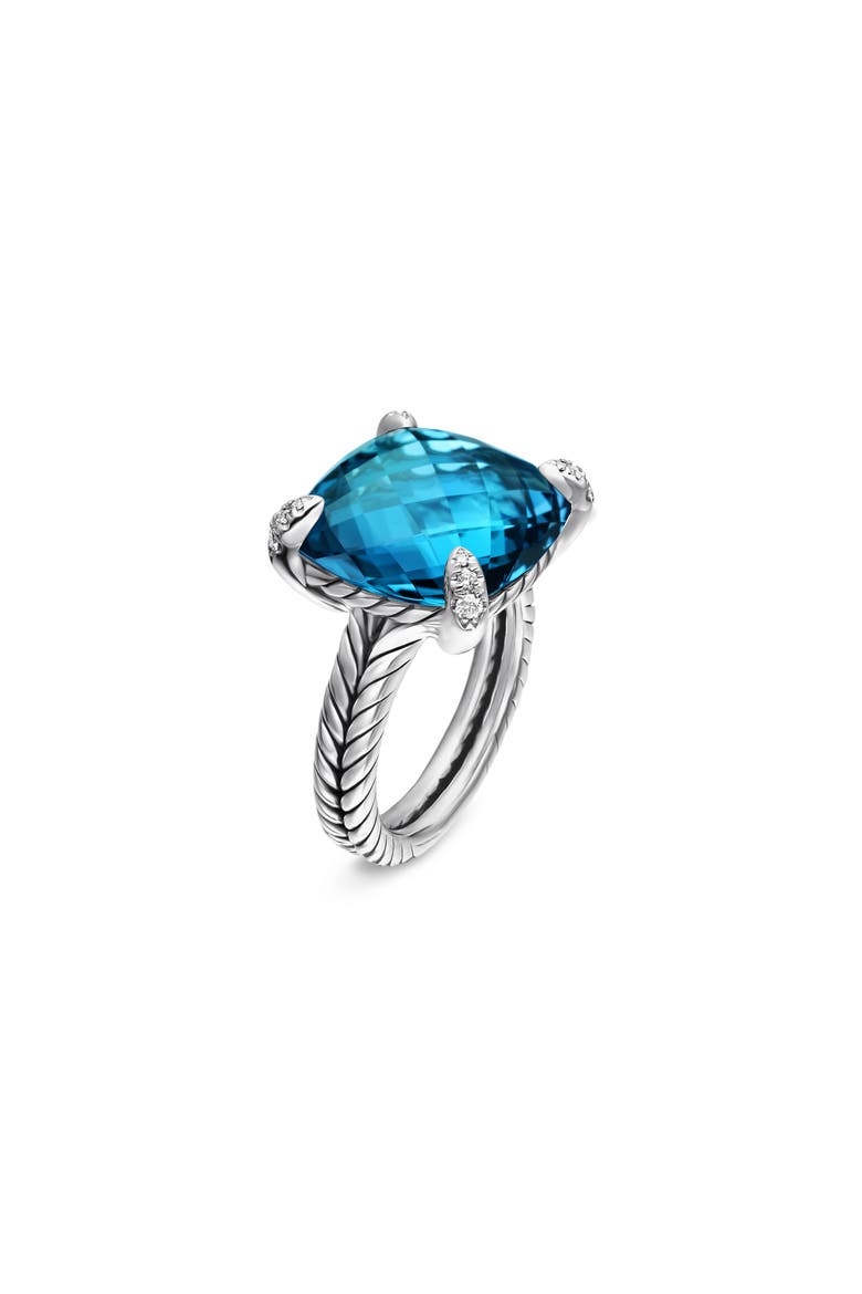 Châtelaine Ring with Semiprecious Stone and Diamonds, Alternate, color, SILVER/ HAMPTON BLUE TOPAZ