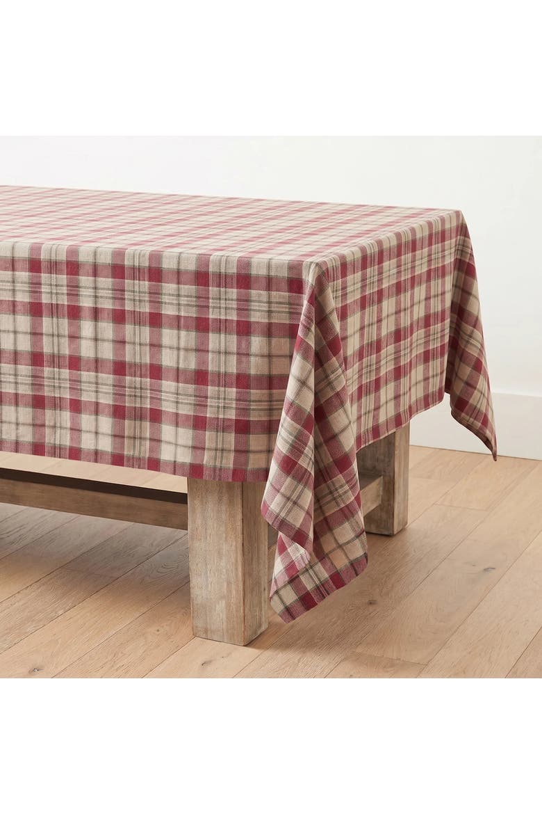 Linen Tablecloth - Almond Plaid, Alternate, color, Almond Plaid