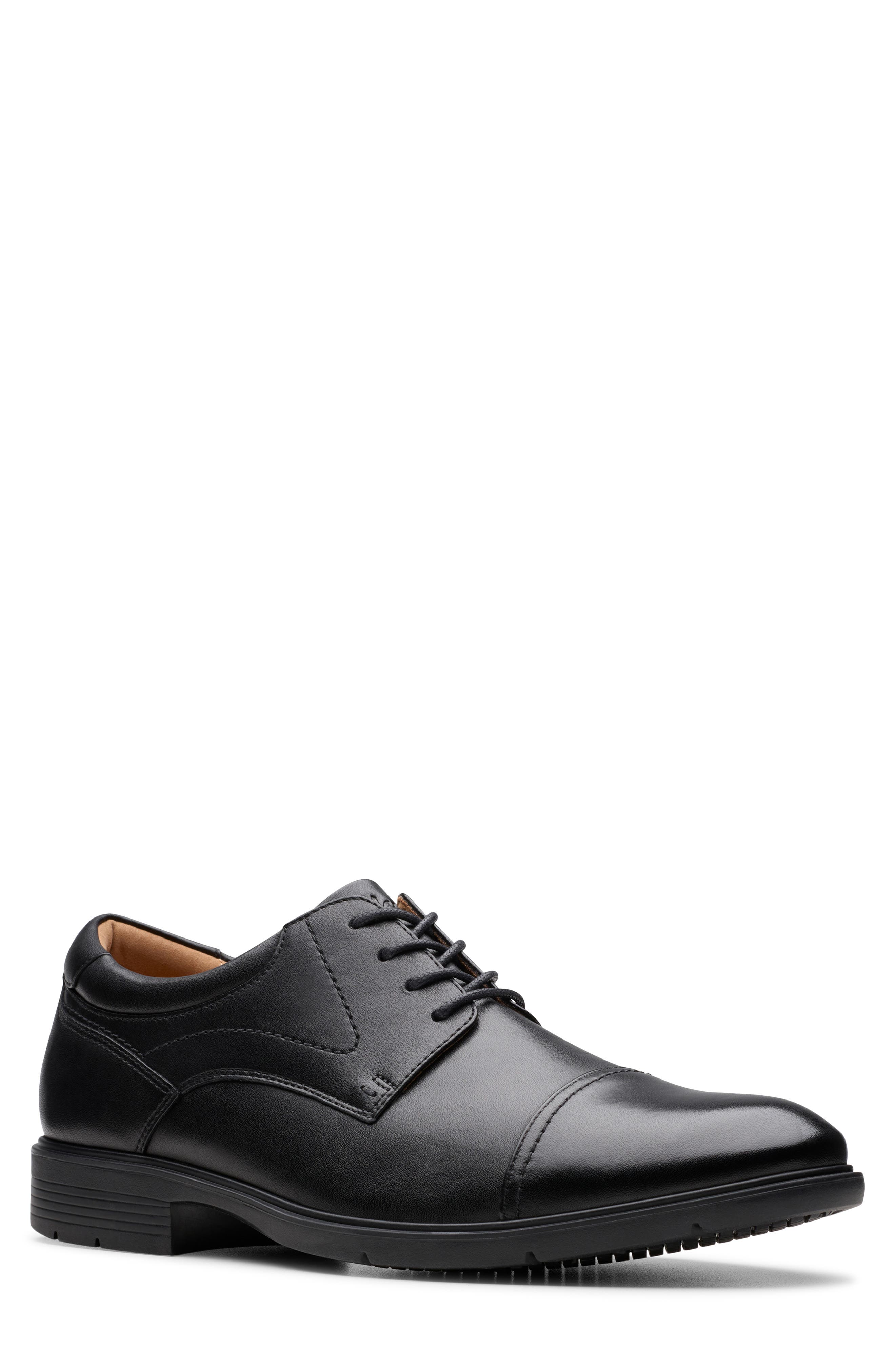Clarks<sup>®</sup> Eldredge Cap Toe Derby, Main, color, Black Leather