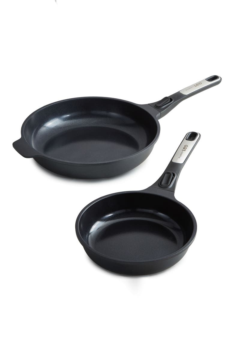 Leo Phantom 2-Piece Fry Pan Set, Main, color, BLACK