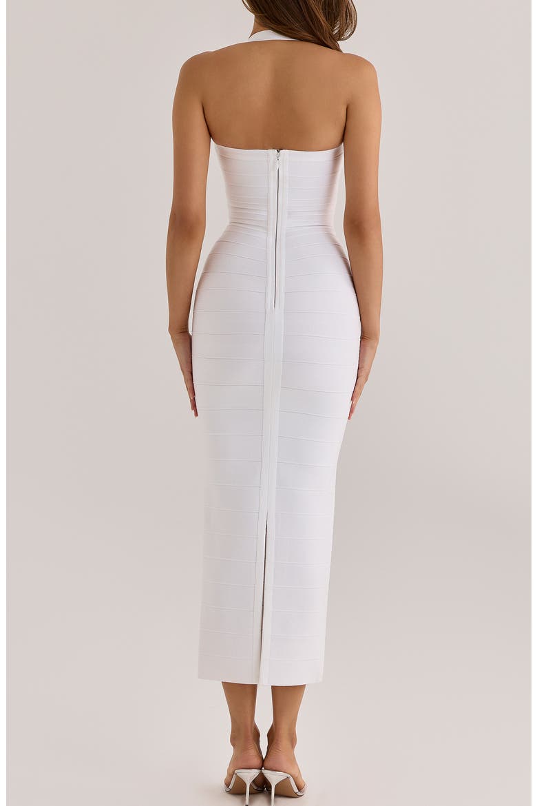 The Silhouette Halter Neck Bandage Midi Dress, Alternate, color, WHITE