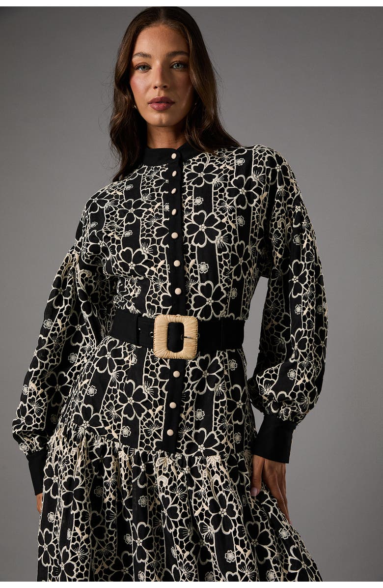 Coast Long Sleeve Belted Shirt Dress, Alternate, color, Black