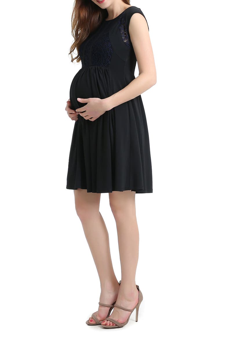Kimi and Kai Lara Lace Trim Maternity Dress, Alternate, color, 