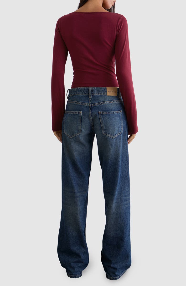 Motel Amabon Floral Stretch Cotton Top, Alternate, color, Burgundy Blurred Rose