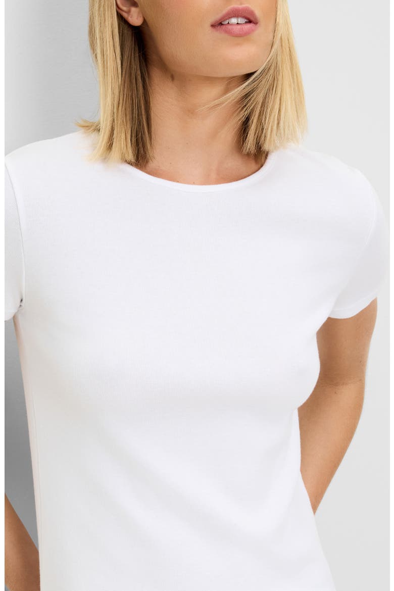 Haley Fine Binded Cotton T-Shirt, Alternate, color, WHITE