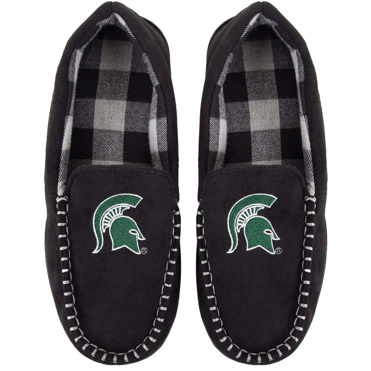 FOCO Men's FOCO Michigan State Spartans Team Logo Flannel Moccasin Slippers, Main, color, 