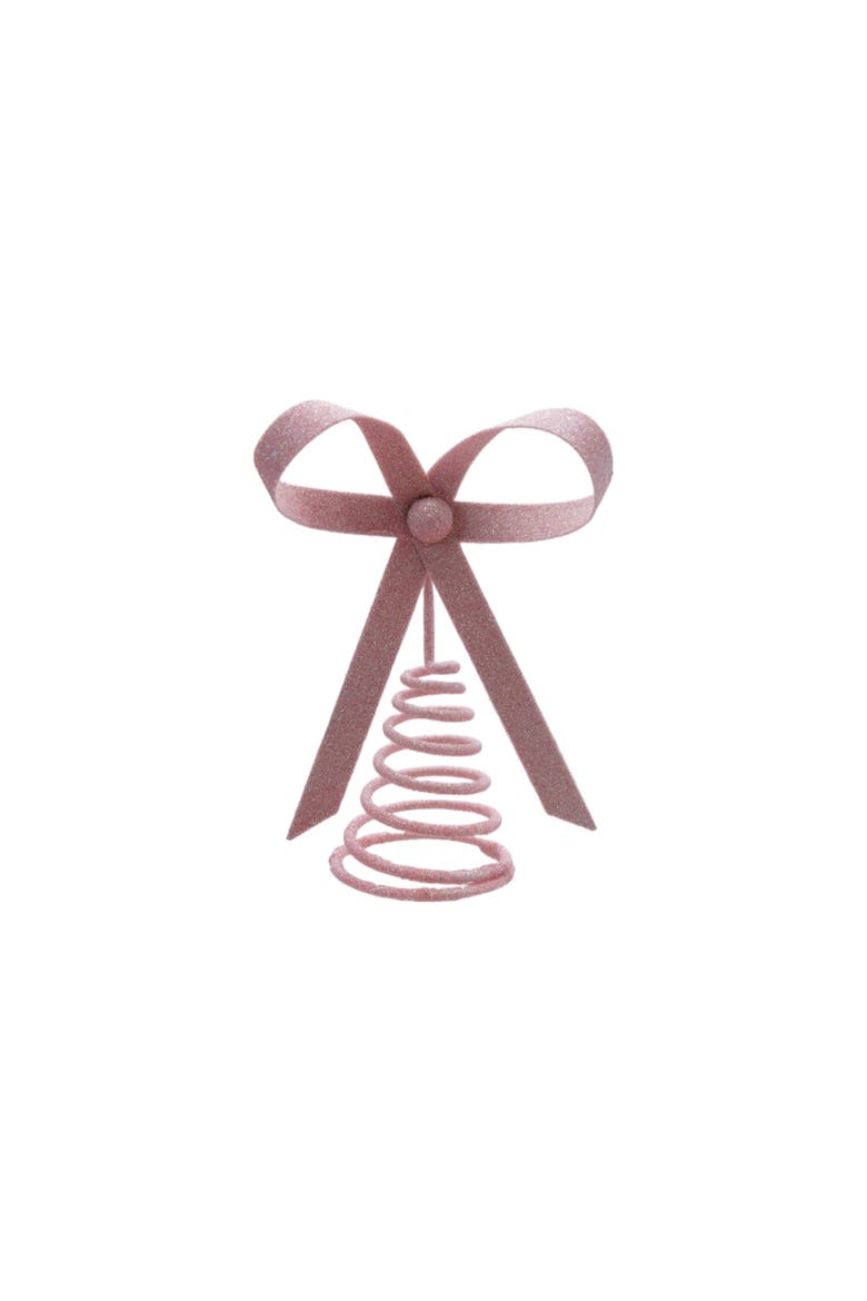 Metal Bow Tree Topper, Pink Glitter Finish, Main, color, Pink