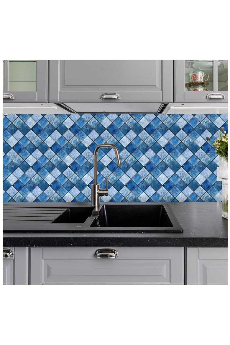 Pearl Blue Tile Wall Decal, Main, color, BLUE/ BLACK