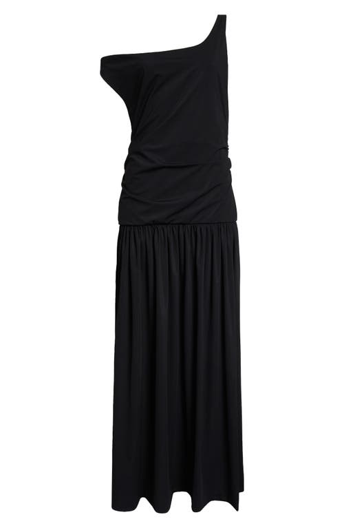 Shop Rohe Róhe One-shoulder Scuba Knit Maxi Dress In Black