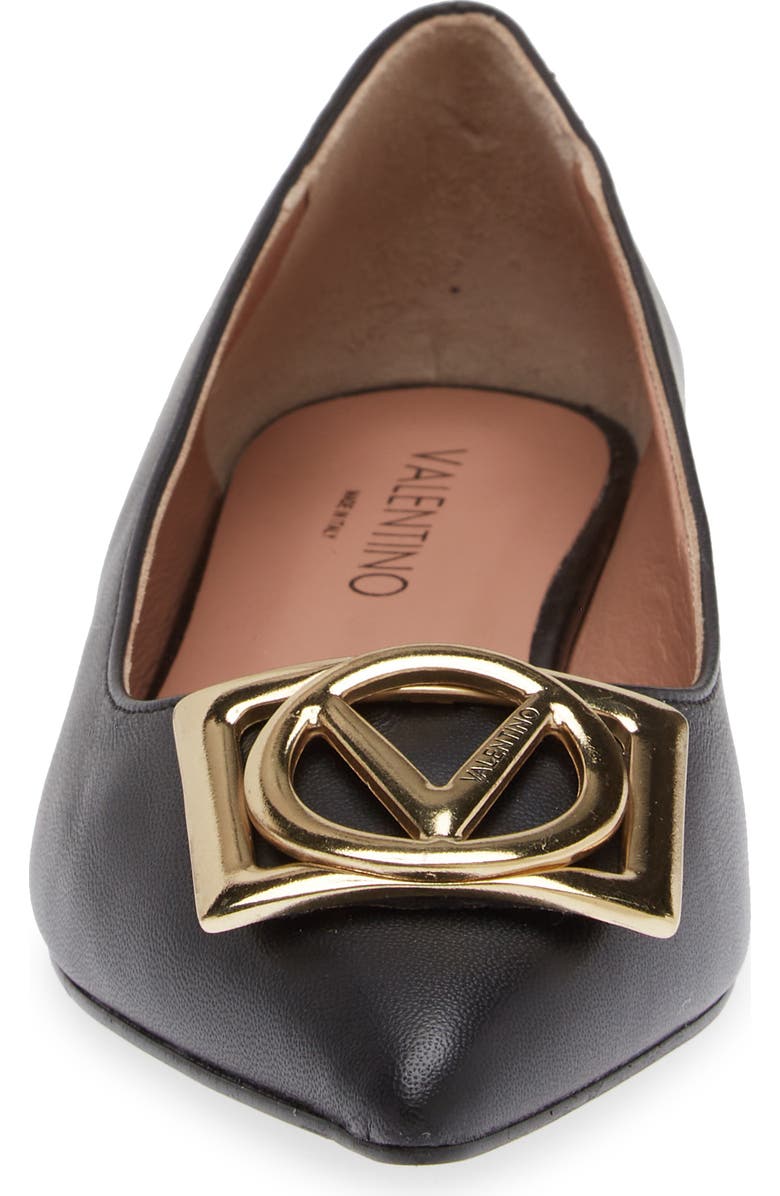 VALENTINO BY MARIO VALENTINO Flora Logo Buckle Pointed Toe Flat, Alternate, color,
