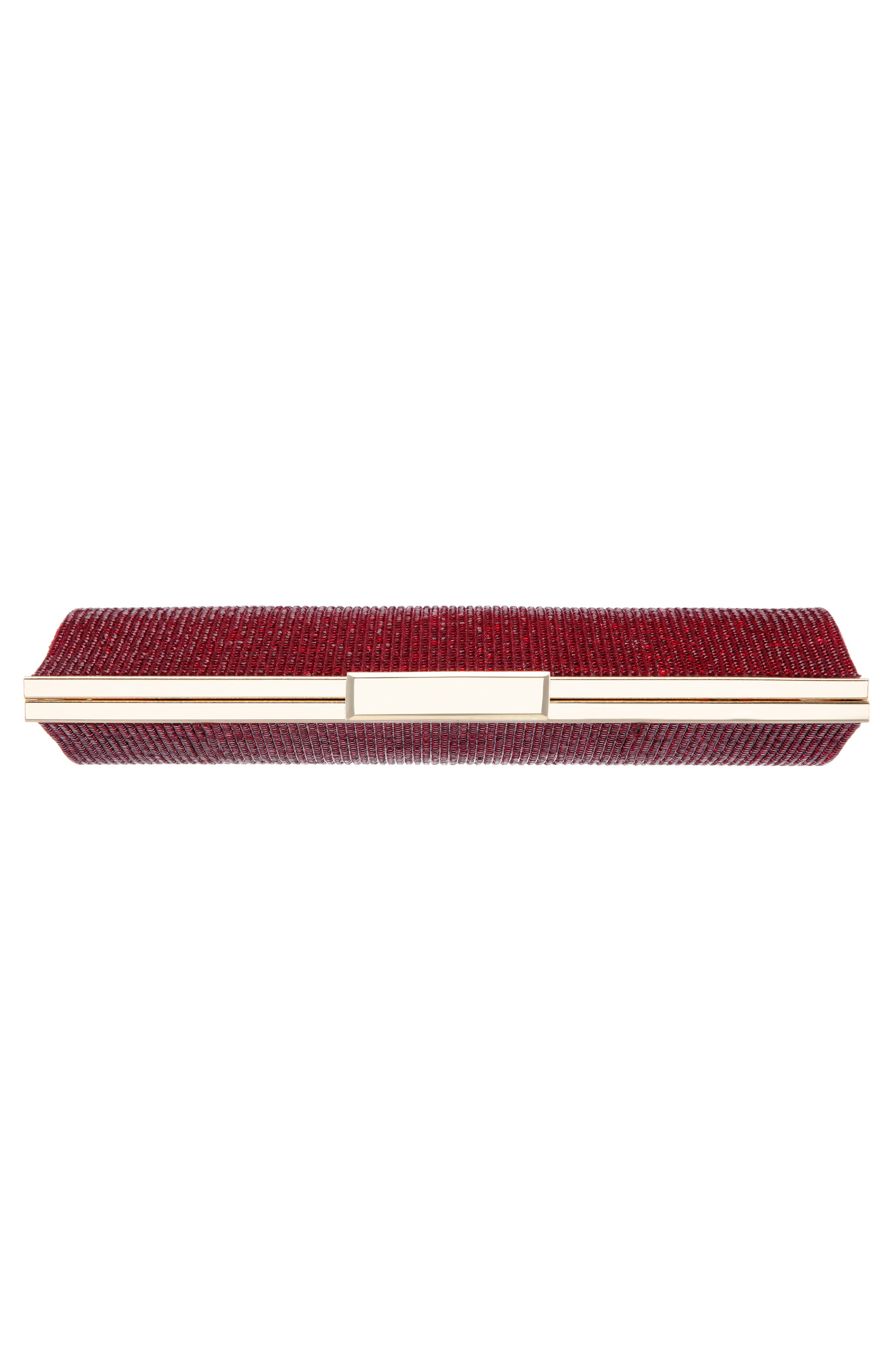 Nina Crystal Frame Clutch, Alternate, color, Siam Red