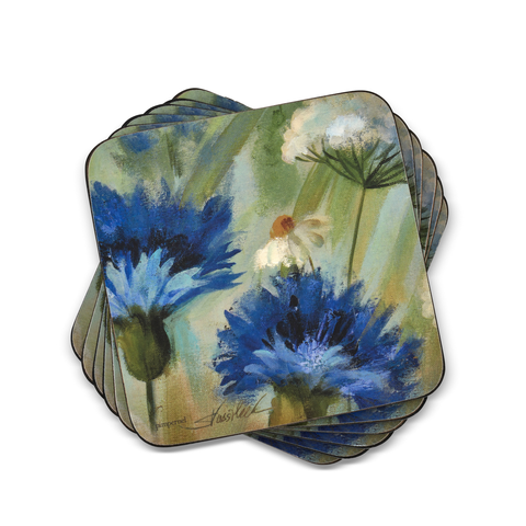 Fleur Des Champs Set Of 6 Cork Back Coasters, 4"