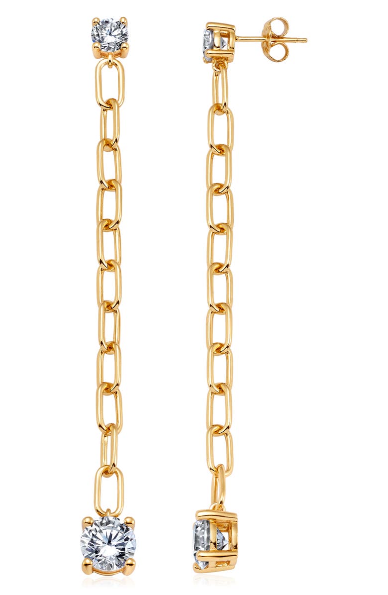 Crislu Cubic Zirconia Chain Drop Earrings, Main, color, Gold