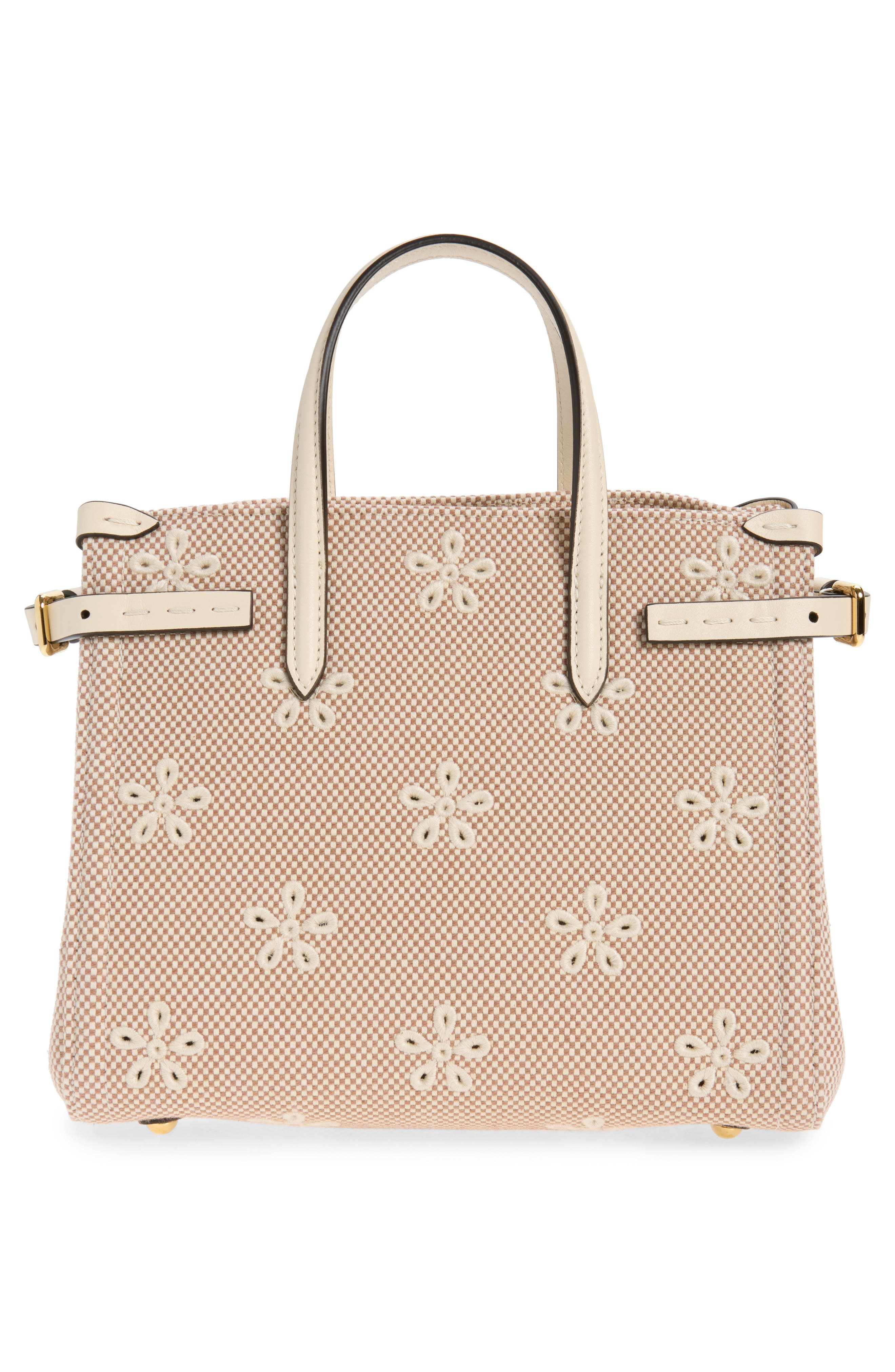 Small Antibes Flower Embroidered Eyelet Canvas Tote, Alternate, color, NATURAL