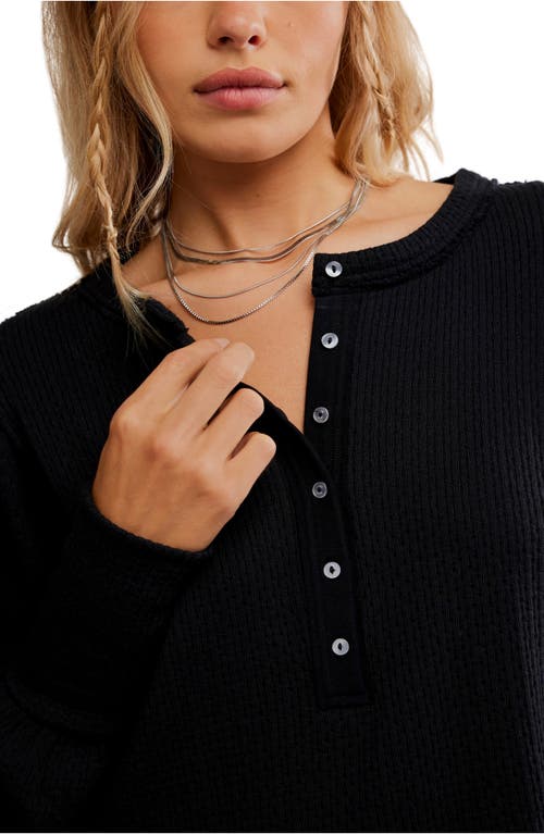 Free People Quinn Rib Henley Top In Black